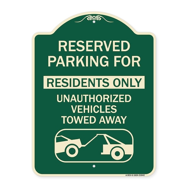 Reserved Parking Reserved Parking for Residents Only Unauthorized Vehicles Towed Away, G-1824-23042